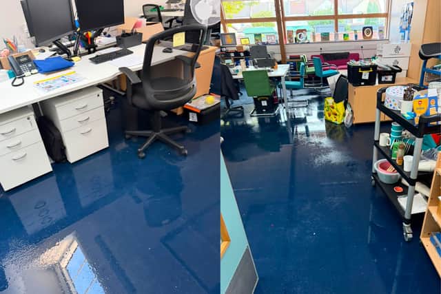 Pictured: Some of the water in the classrooms