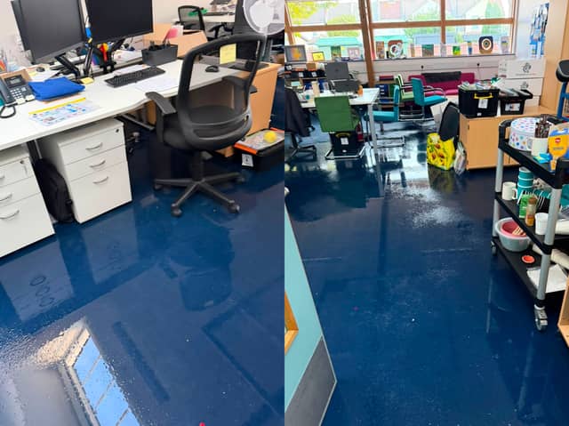 Mary Rose Academy's Compass Campus will be temporarily closed following a significant flooding incident caused by an failure in the school's water pumping system.

Pictured: Some of the water damage in the classrooms 