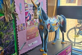 Unicorn at North End Library as part of the Pride of Portsmouth trail