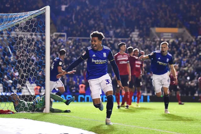 Odin Bailey, pictured scoring against Middlesbrough in October 2019, came through the Birmingham ranks with Jude Bellingham. Picture: Nathan Stirk/Getty Images