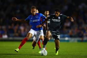 Birmingham debutant Jude Bellingham battles with Marcus Harness in the Carabao Cup at Fratton Park in August 2019. Picture: Dan Istitene/Getty Images
