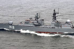 A Neustrashimy-class Russian warship conducted a live gunnery exercise 40 miles from the British coast.