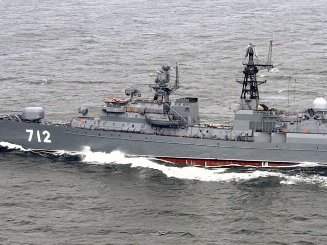 A Neustrashimy-class Russian warship conducted a live gunnery exercise 40 miles from the British coast.