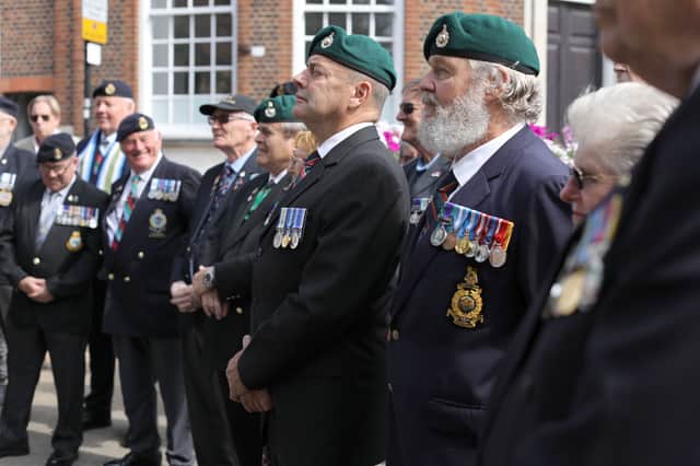 Pictured: Veterans and visitors at the service near the Havant War Memorial.