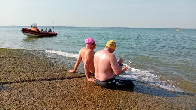 Mark Ryan and Simon Harmer get ready to cross the Solent from Stokes Bay on Wednesday, July 22.