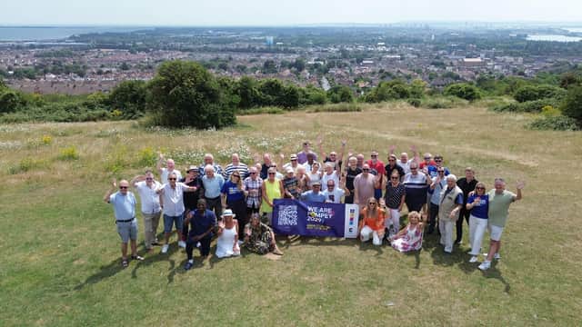 Supporters of Portsmouth's City of Culture bid gathering at Portsdown Hill 
Picture: Habibur Rahman