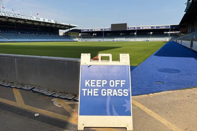 Work on Pompey's new £1.5m pitch began on May 5.