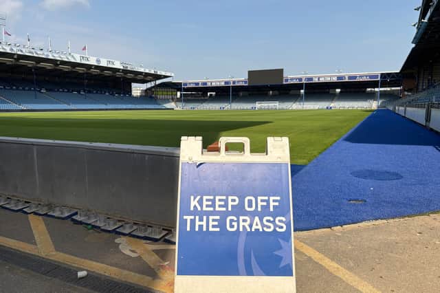 Work on Pompey's new £1.5m pitch began on May 5.