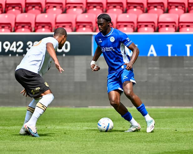 Ex-Pompey target Hindolo Mustapha featured in pre-season for Wigan - only to leave after five weeks. Picture: Bernard Platt