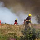 Fire crews on the Isle of Wight tackling the fire in Headon Warren