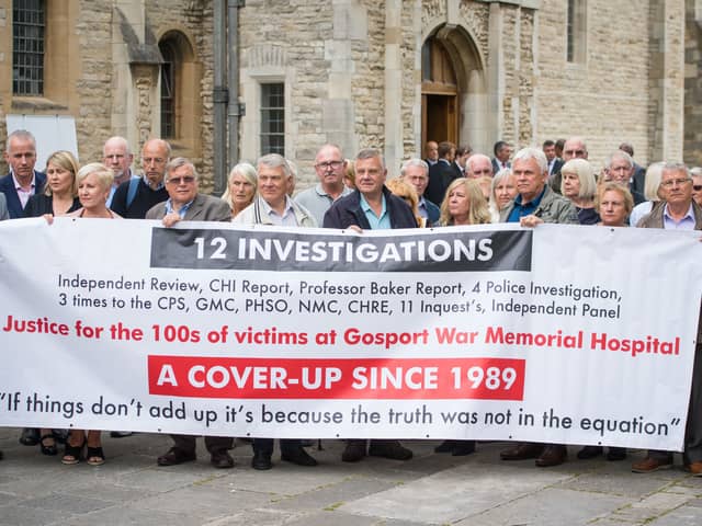 Members of the families of people who died at Gosport War Memorial Hospital (Dominic Lipinski/PA)
