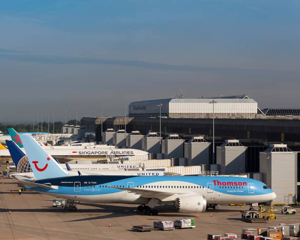 Flights are being delayed at Manchester Airport.