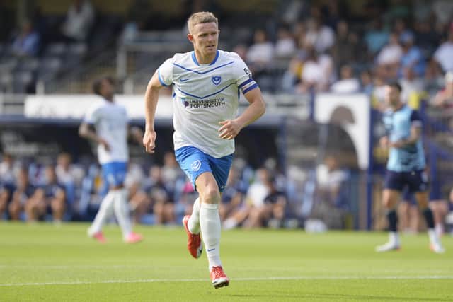 Colby Bishop skippered Pompey in their 3-1 defeat to Wycombe on Saturday. Picture: Stephen Flynn/ProSportsImages
