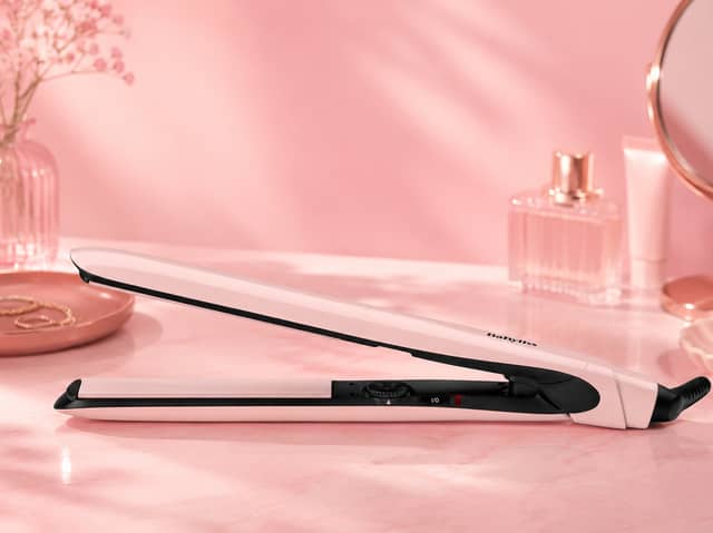The BaByliss Rose Blush Straighteners feature longer titanium-ceramic plates designed to style larger sections of hair more quickly.