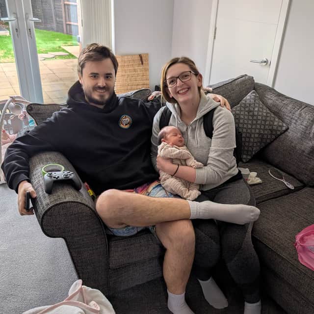Sam King with his family after being discharged from hospital