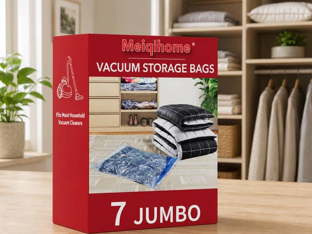 The seven jumbo MEIQIHOME vacuum storage bags are reduced from £17.99 to £11.38