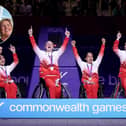 From left - Charlotte Moore, Lucy Robinson, Joy Haizelden and Jade Atkin after winning gold in the Women's 3x3 Wheelchair Basketball event at the Glasgow Commonwealth Games.
Inset: Paul and Kelly Atkin
 Picture: James Fearn/Getty Images 
Inset picture: Kelly Atkin 