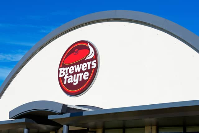 Sign for Brewers Fayre, pub and restaurant, England UK