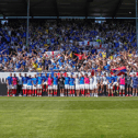 Pompey players and fans come together following the goalless draw at SV Darmstadt. Picture: Jason Brown