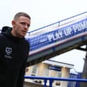 Portsmouth forward Colby Bishop (9) during the EFL Sky Bet Championship match between Portsmouth and Ipswich Town at Fratton Park, Portsmouth, UK on 14 April 2026.