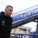 Portsmouth forward Colby Bishop (9) during the EFL Sky Bet Championship match between Portsmouth and Ipswich Town at Fratton Park, Portsmouth, UK on 14 April 2026.