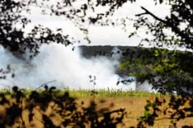 A hay fire broke out in a field near Quob Park Estate in Titchfield Lane, Wickham. 

Picture: Sarah Standing (040826-7699)