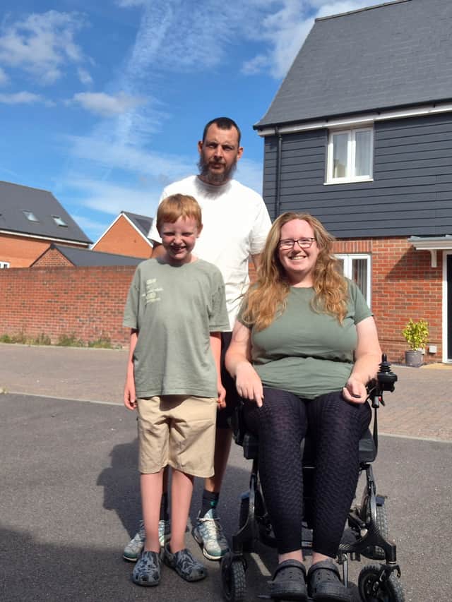Lucy Gatward with her partner and son