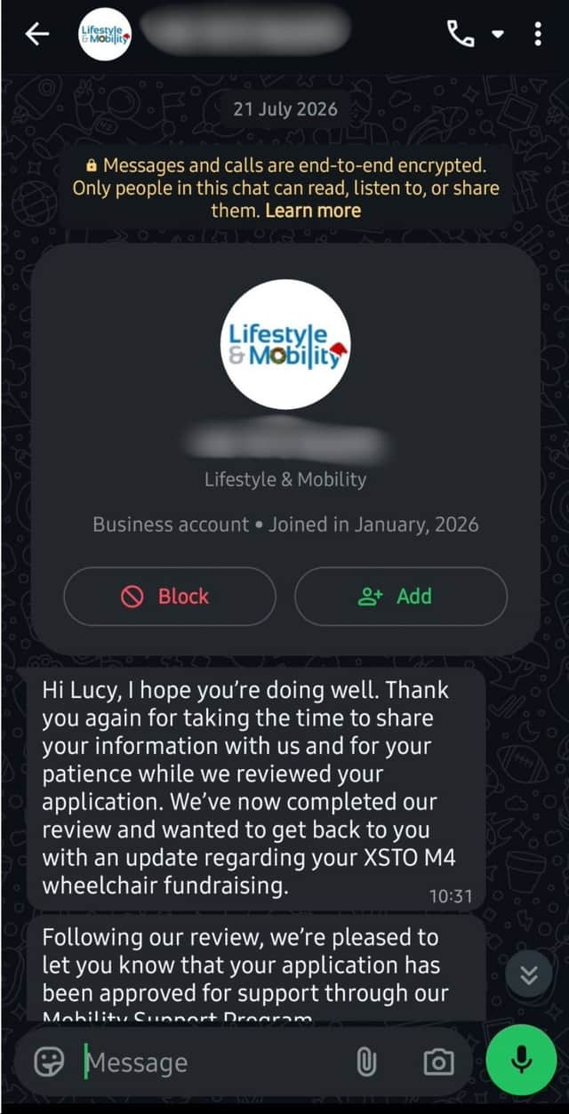 The scammers reached out to Lucy on Tiktok, and communicated with her on Whatsapp.