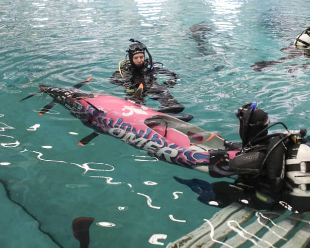 The biennial European International Submarine Races (eISR) have returned to the QinetiQ Ocean Basin in Gosport. Pictured: Inside QineticQ Ocean Basin where competitors are preparing their submarines.