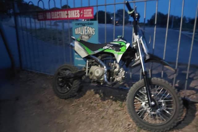 Police seized this motorbike from a BMX track in Gosport.