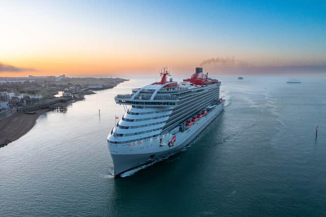 Valiant Lady of Virgin Voyages returned to Portsmouth on August 5, 2026. Pictured is the vessel on her maidan voyage in 2022.