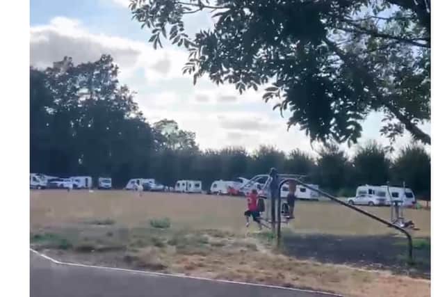 Travellers at Park Lane Recreation Ground in Fareham