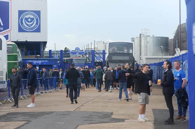 Bubble transport methods for South Coast Derby matches will be implemented this season and for the foreseeable future. Pictured: Pompey fans leaving Fratton Park on Sunday, September 14, 2025, on organised coaches for the fixture at St Mary's Stadium in Southampton.