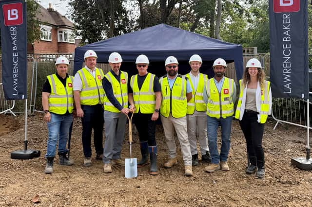 From left, site manager Nicolae Checherita; regional construction manager Matt Tucker; contracts manager Roddy Webster; senior property development manager Grant Jensen; employers agent Jason Swithenbank; architect Michael Bond;  regional civils manager Bjorn Murphy; quantity surveyor Bryony Woodruff