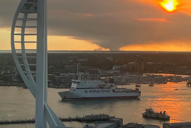 Smoke from a car fire on the A31 in the New Forest which then spread to heathland was visible from Portsmouth tonight