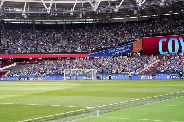 Pompey were cheered on by 9,000 travelling supporters at the London Stadium. Picture: Chris Foxwell/ProSportsImages