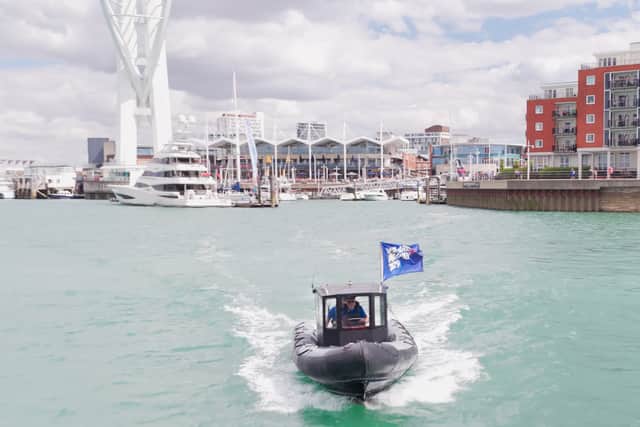 The Portsmouth City of Culture bid leaves Portsmouth on a rib en route to London