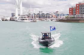 The Portsmouth City of Culture bid leaves Portsmouth on a rib en route to London 