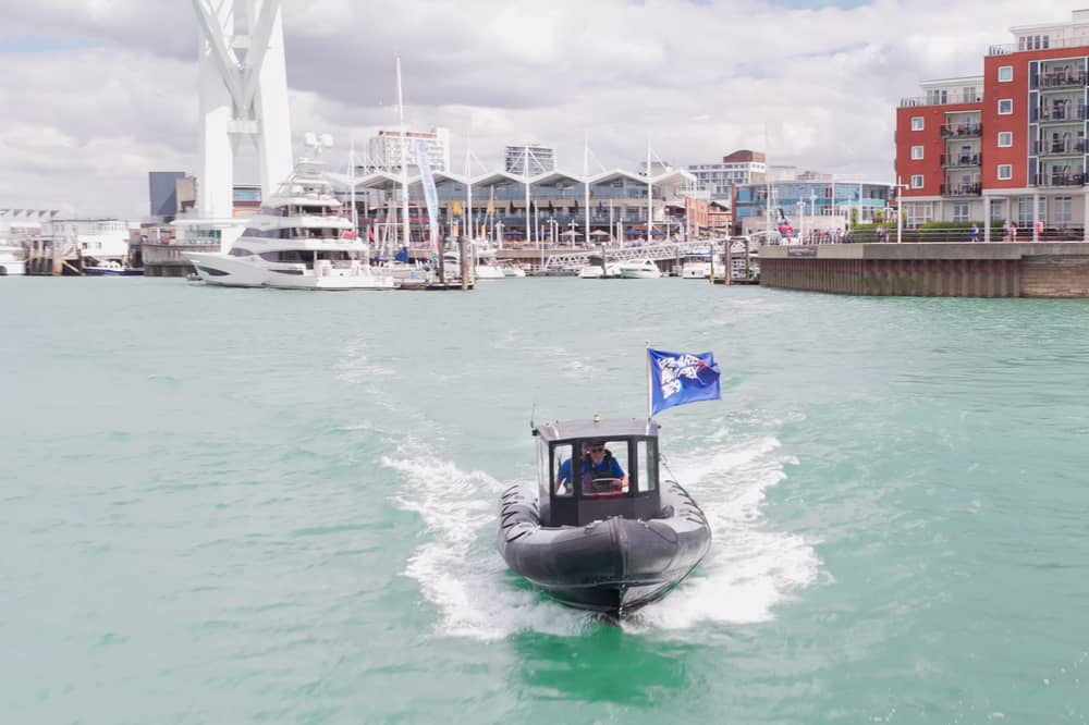 The Portsmouth City of Culture bid leaves Portsmouth on a rib en route to London