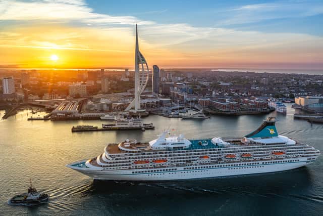 Phoenix Reisen cruise ship Artania sailing into Portsmouth International Port on August 10.