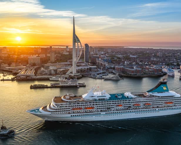 Phoenix Reisen cruise ship Artania sailing into Portsmouth International Port on August 10.