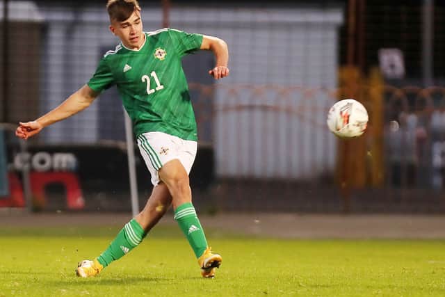 Eoin Kenny in action for Northern Ireland against Manchester United. Pic: PressEye