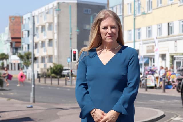 Police and Crime Commissioner Donna Jones near Marine Parade Car Park, Lee-on-the-Solent