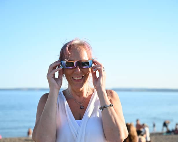 People gathered on Southsea seafront to watch the eclipse 