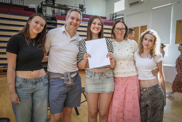 Portsmouth High School - A level results. 

Pictured: Katie (17) got A*, B, B after being diagnosed with ulcerative colitis which is a long-term inflammatory bowel disease. 


Picture: Habibur Rahman