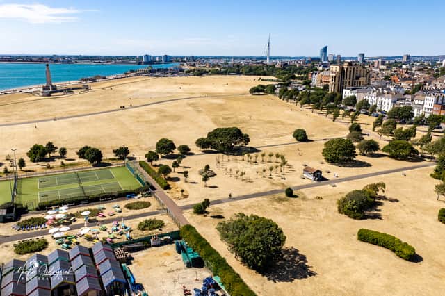 Disposable barbecues have been temporarily banned from sale following Portsmouth City Council's recent prohibition. Pictured: An arid Southsea Common on August 14 in extremely hot conditions.