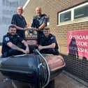 Members of the HMS Sultan engineering team who carried out the repair to Ian Keller ILB with METG Apprenticeships Team Leader and GAFIRS volunteer Matthew "Taff" Crofts.