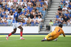 Pompey's Abu Kamara against QPR today. Pic: Jeff Mood/ProSportsImages