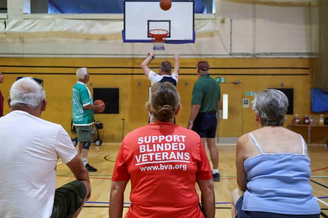 The veterans enjoy a basketball shoot out at the summer camp in Gosport