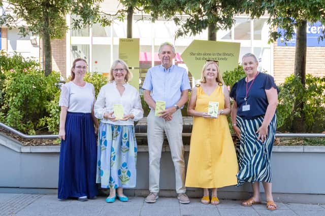 L to R: WCC Arts and Culture and Creative Sector Development Officer Emalene Hickman, WCC Cabinet Member for Business and Culture Cllr Lucille Thompson, WCC Deputy Leader and Chair of the West of Waterlooville Forum Cllr Neil Cutler, HBC Cabinet Lead for Communities, Active Wellbeing & Waterlooville Regeneration Cllr Antonia Harrison, WCC Strategic Director Cheryl Headon